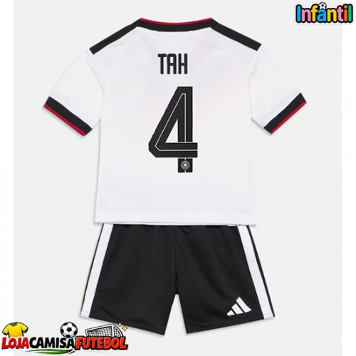 Camisa de Futebol Alemanha Jonathan Tah #4 Equipamento Principal Infantil Mundo 2026 Manga Curta (+ Calças curtas)